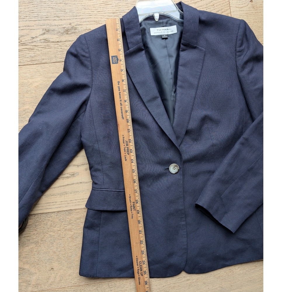 Tahari Arthur S. Levine Blue Linen Blend Blazer Jacket Size 10 Career - Picture 5 of 7